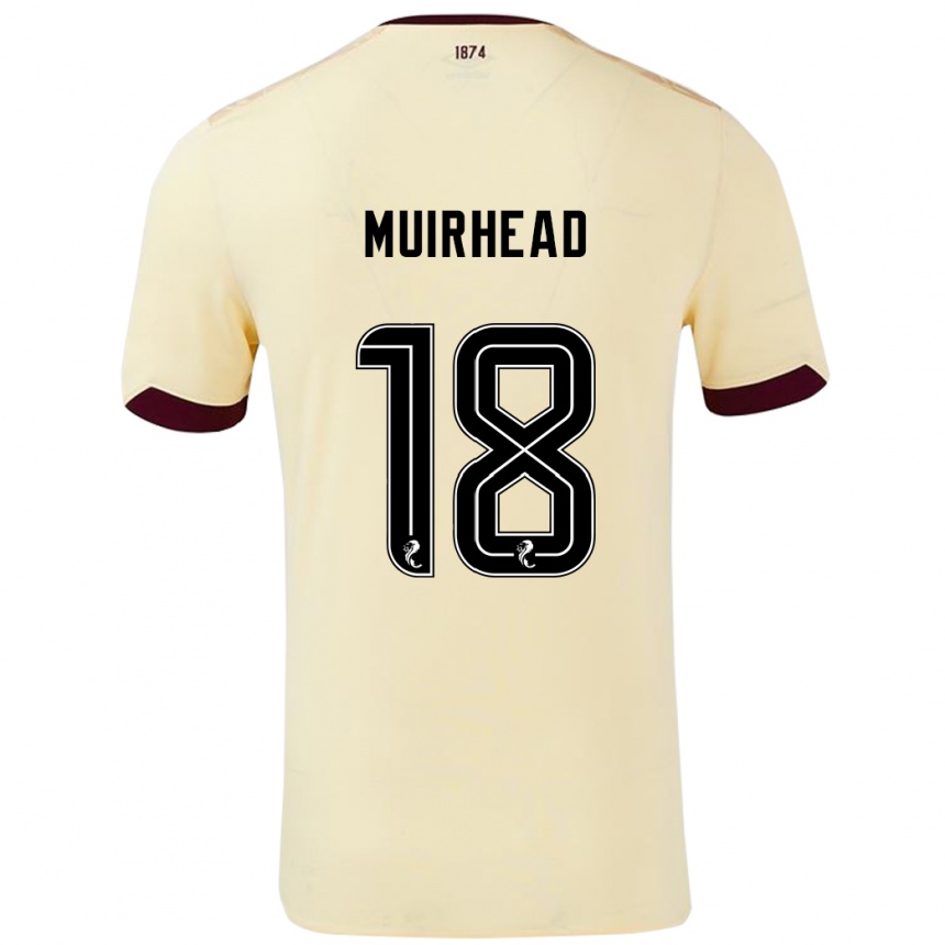 Kids Football Owen Muirhead #18 Cream Burgundy Away Jersey 2024/25 T-Shirt