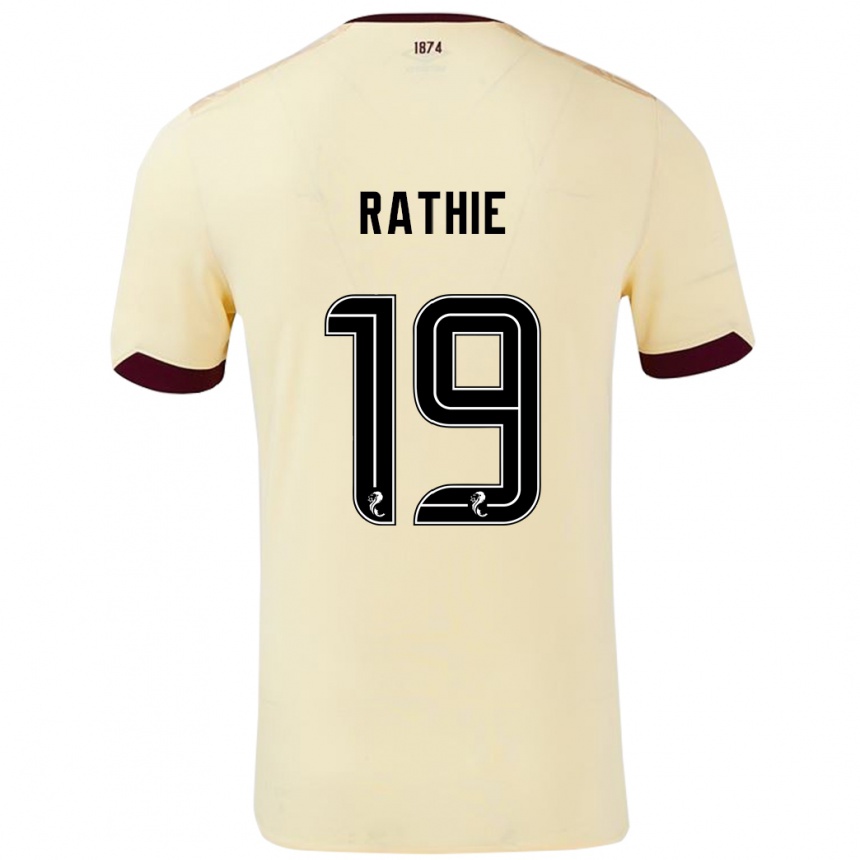 Kids Football Luke Rathie #19 Cream Burgundy Away Jersey 2024/25 T-Shirt