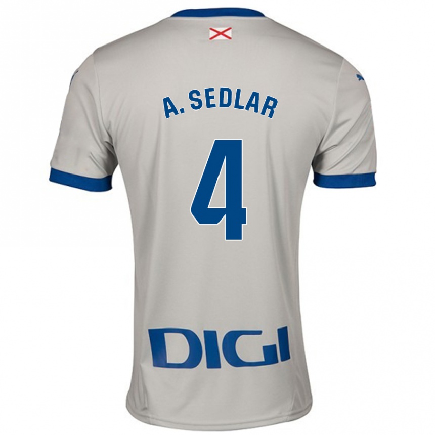 Kids Football Aleksandar Sedlar #4 Light Gray Away Jersey 2024/25 T-Shirt