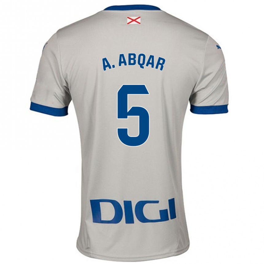 Kids Football Abdel Abqar #5 Light Gray Away Jersey 2024/25 T-Shirt