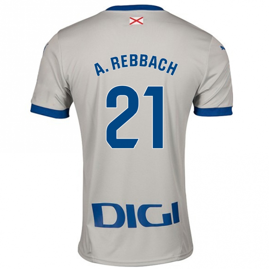 Kids Football Abde Rebbach #21 Light Gray Away Jersey 2024/25 T-Shirt