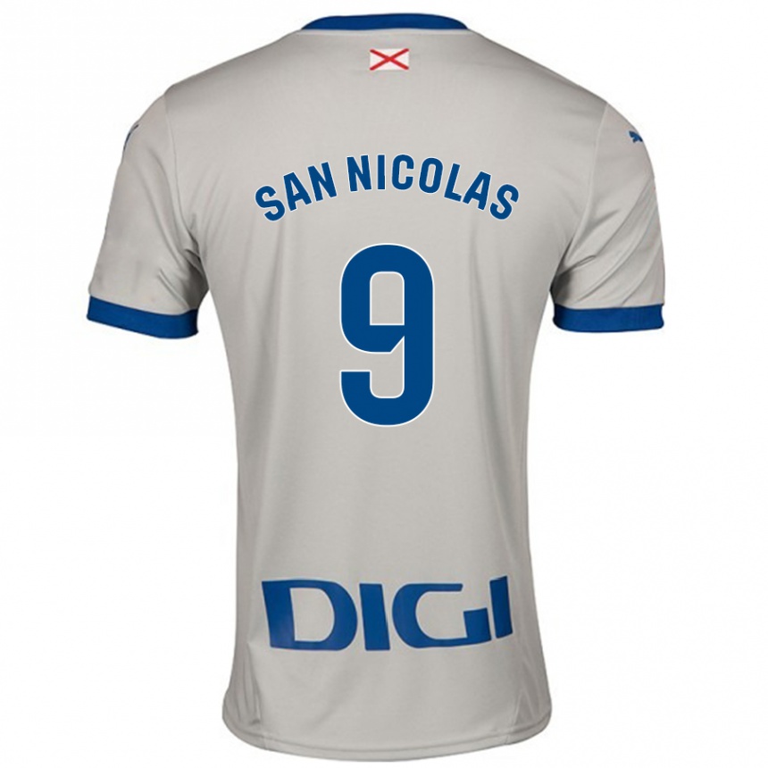 Kids Football Olga San Nicolás #9 Light Gray Away Jersey 2024/25 T-Shirt