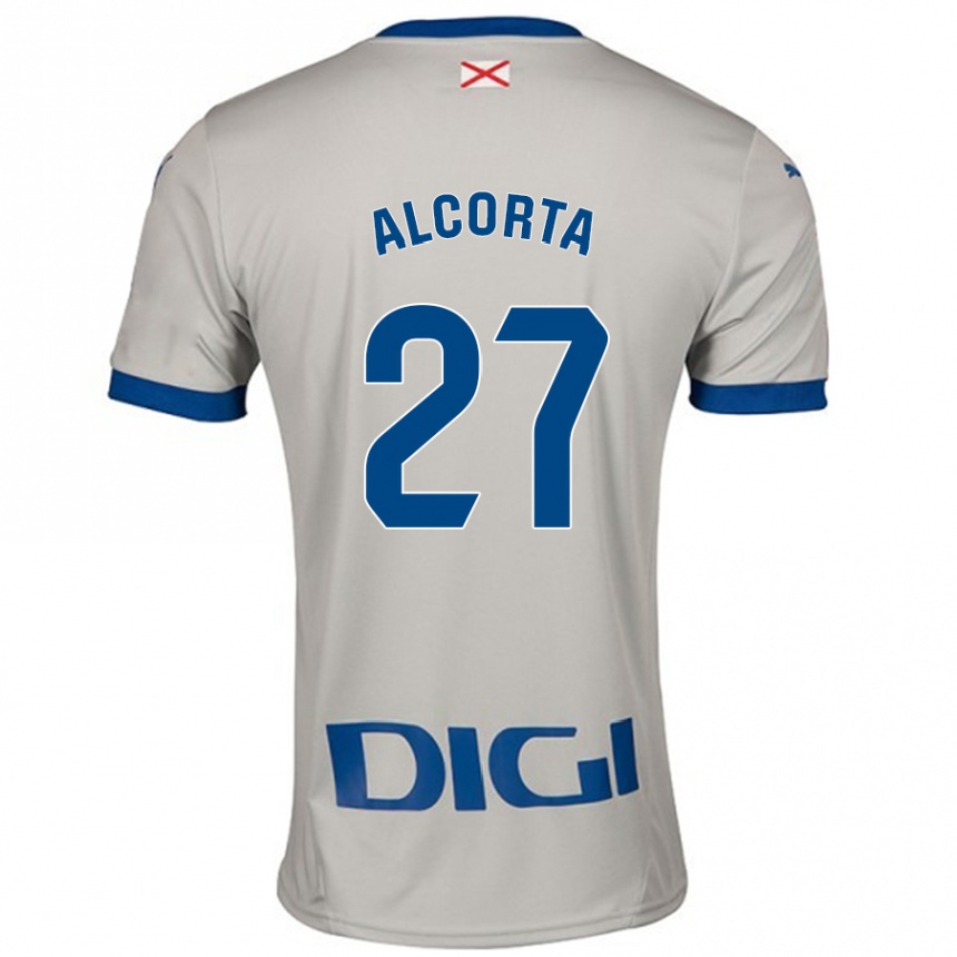 Kids Football Alaitz Alcorta #27 Light Gray Away Jersey 2024/25 T-Shirt