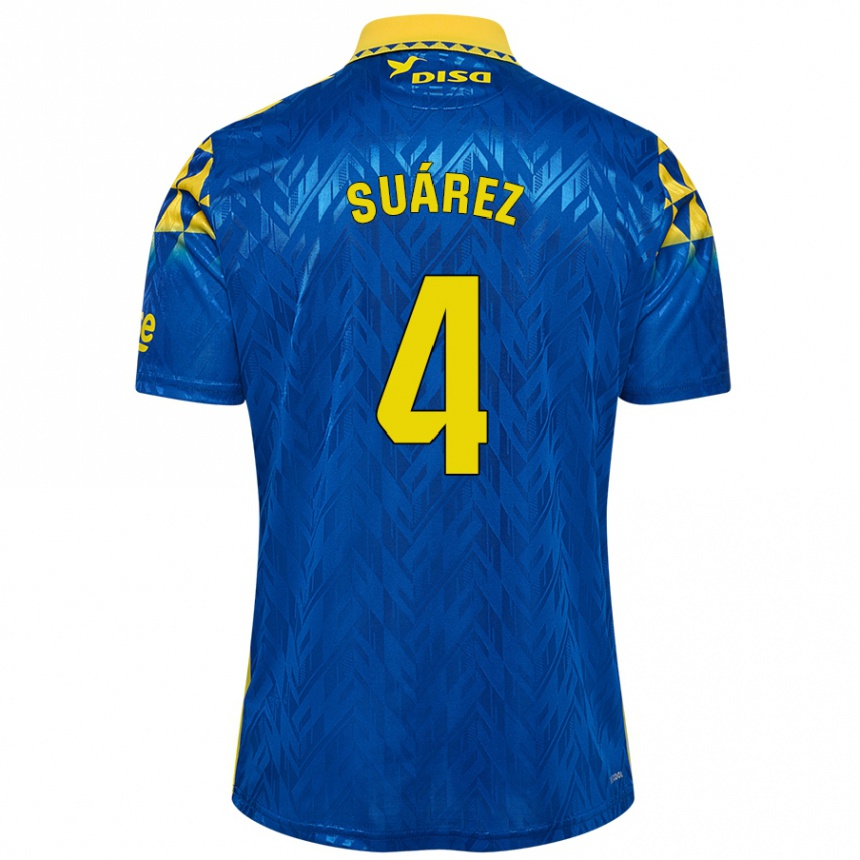 Kids Football Alex Suárez #4 Blue Yellow Away Jersey 2024/25 T-Shirt