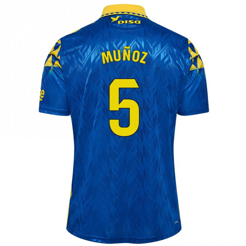 Kids Football Javi Muñoz #5 Blue Yellow Away Jersey 2024/25 T-Shirt