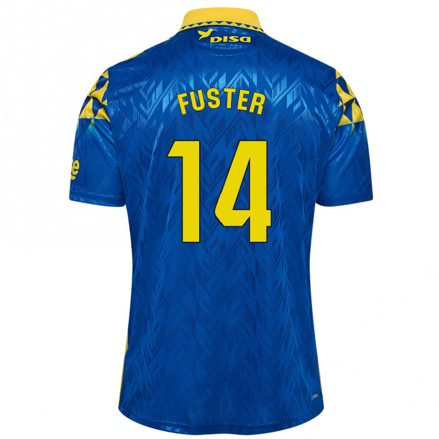 Kids Football Manu Fuster #14 Blue Yellow Away Jersey 2024/25 T-Shirt