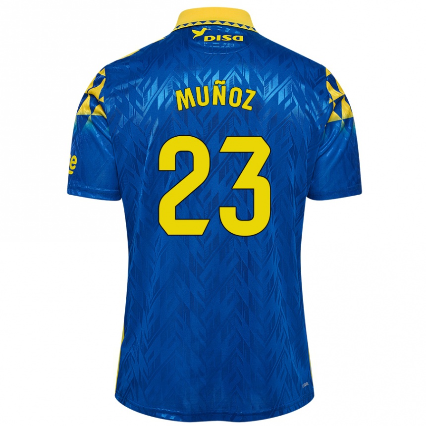 Kids Football Álex Muñoz #23 Blue Yellow Away Jersey 2024/25 T-Shirt