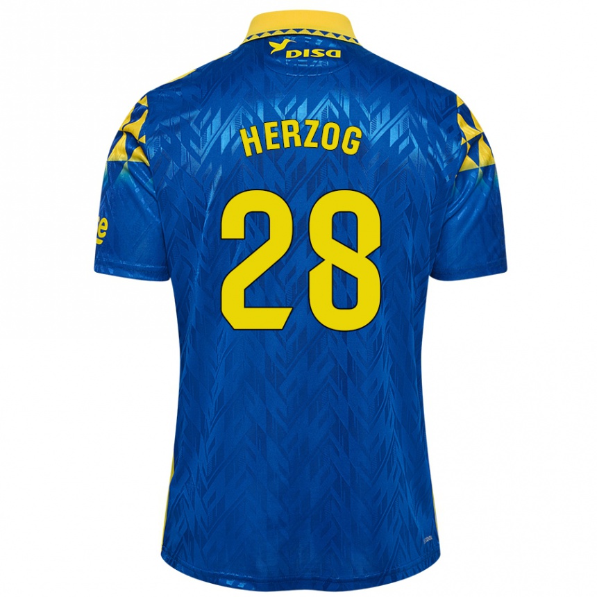 Kids Football Juanma Herzog #28 Blue Yellow Away Jersey 2024/25 T-Shirt