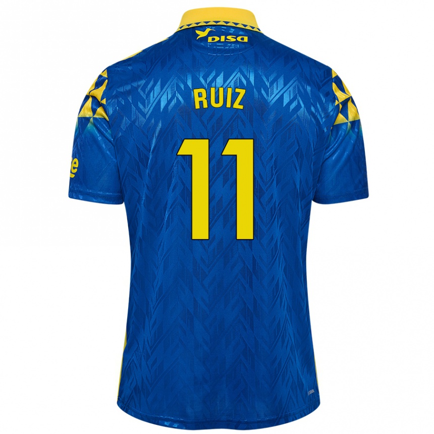 Kids Football Sergio Ruiz #11 Blue Yellow Away Jersey 2024/25 T-Shirt