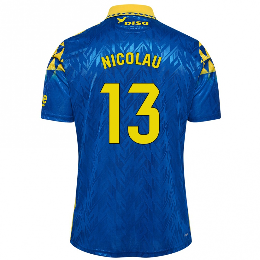 Kids Football Nacho Nicolau #13 Blue Yellow Away Jersey 2024/25 T-Shirt