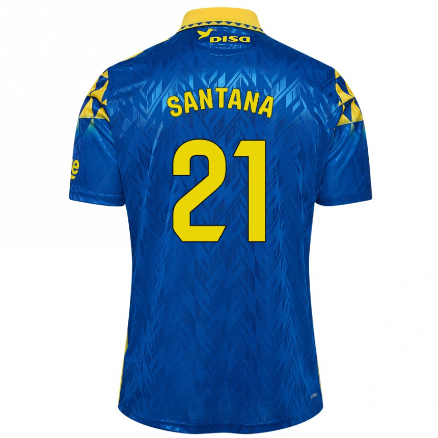 Kids Football Yadam Santana #21 Blue Yellow Away Jersey 2024/25 T-Shirt