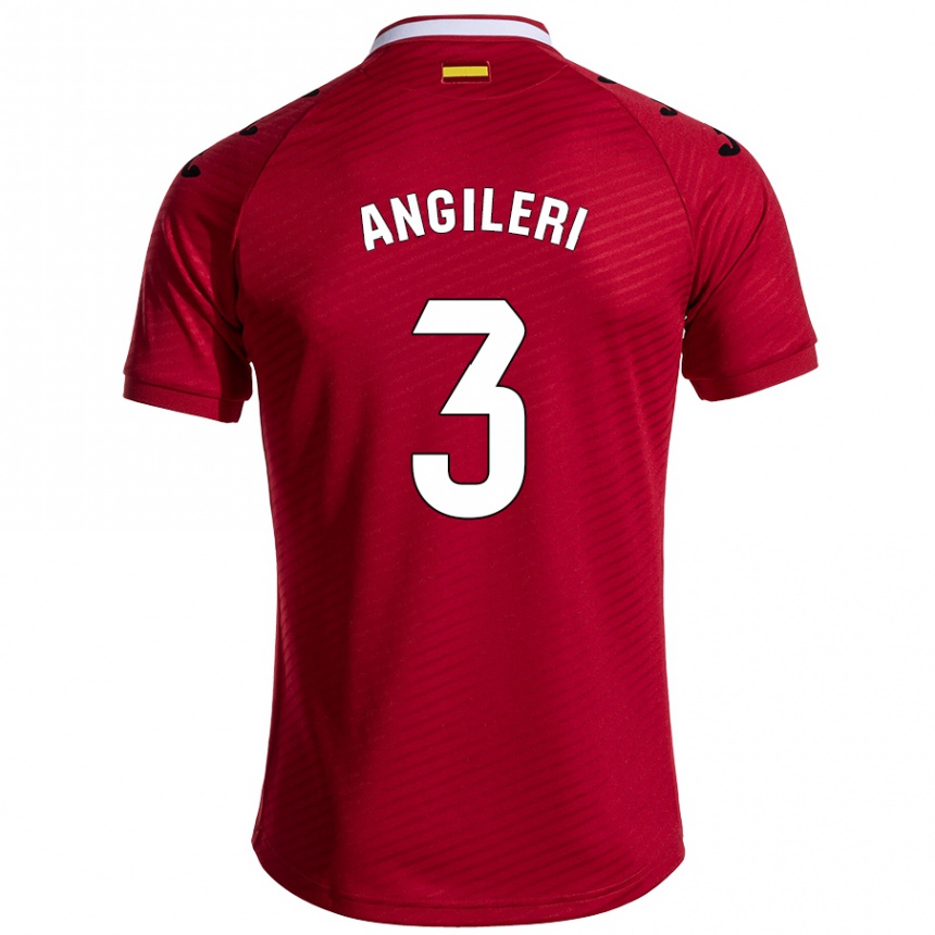 Kids Football Fabrizio Angileri #3 Dark Red Away Jersey 2024/25 T-Shirt