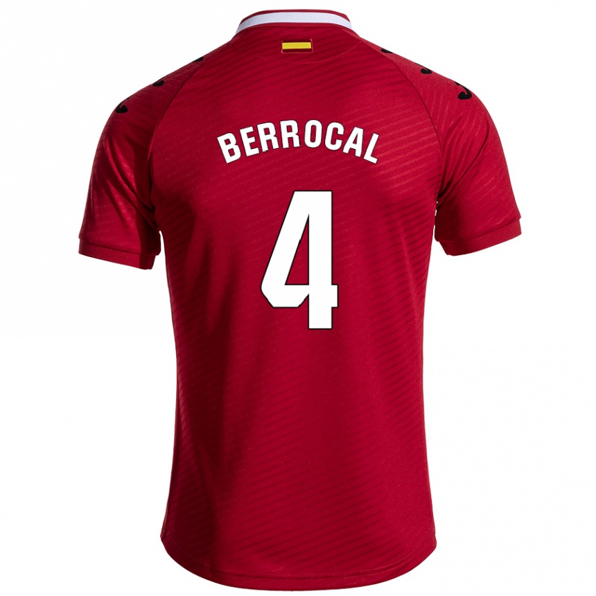 Kids Football Juan Berrocal #4 Dark Red Away Jersey 2024/25 T-Shirt