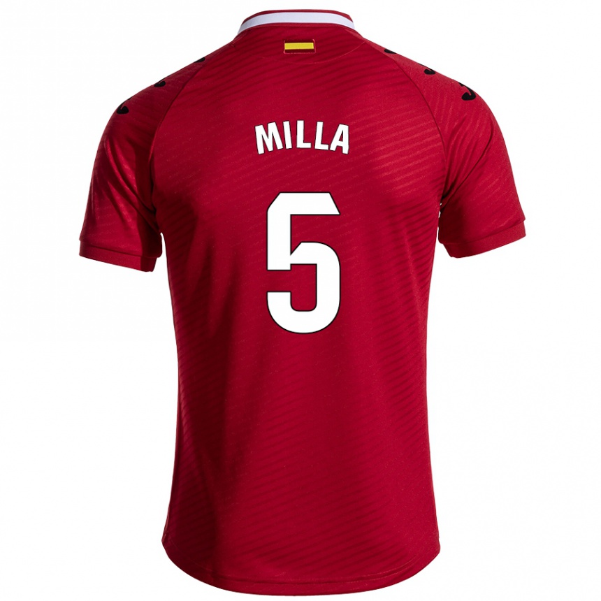 Kids Football Luis Milla #5 Dark Red Away Jersey 2024/25 T-Shirt