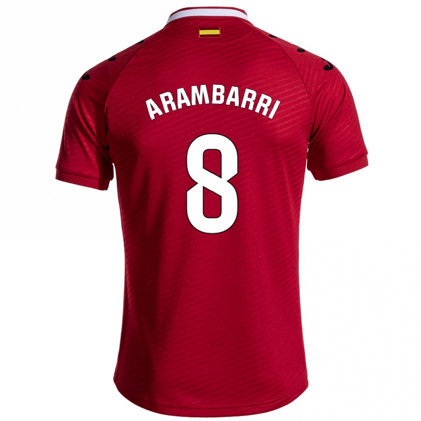 Kids Football Mauro Arambarri #8 Dark Red Away Jersey 2024/25 T-Shirt