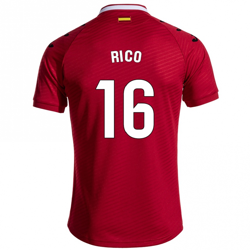 Kids Football Diego Rico #16 Dark Red Away Jersey 2024/25 T-Shirt