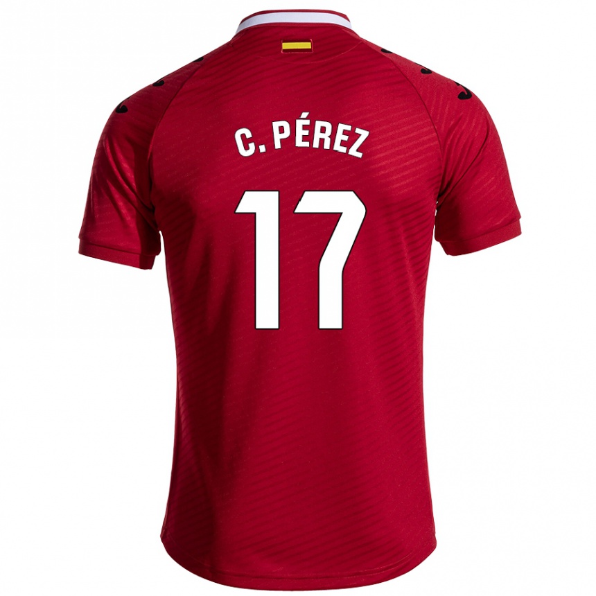 Kids Football Carles Pérez #17 Dark Red Away Jersey 2024/25 T-Shirt