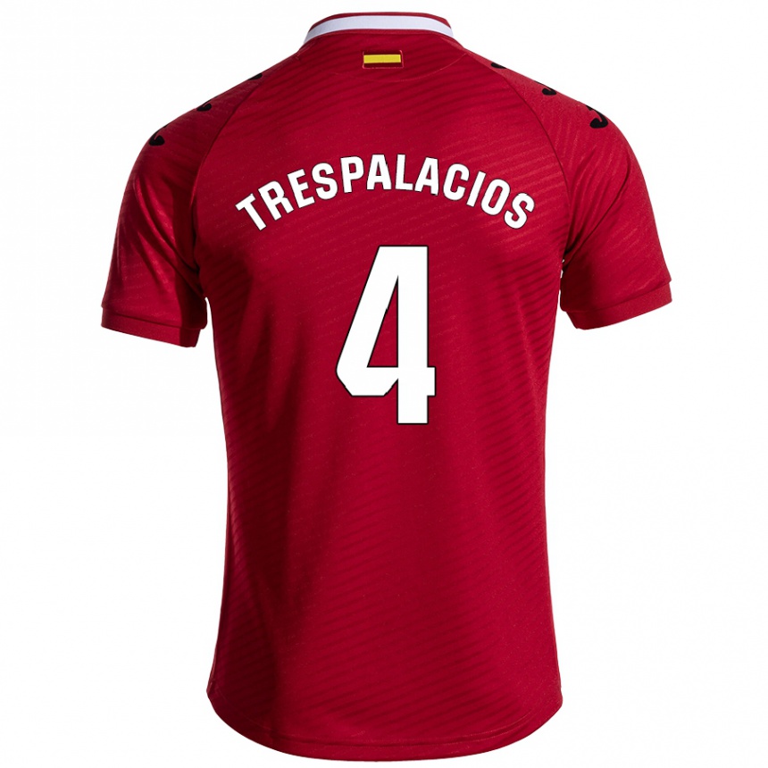 Kids Football Adrián Trespalacios #4 Dark Red Away Jersey 2024/25 T-Shirt