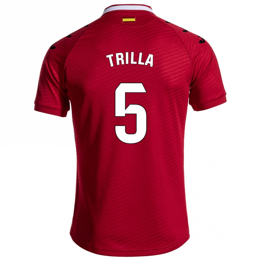 Kids Football Guillem Trilla #5 Dark Red Away Jersey 2024/25 T-Shirt