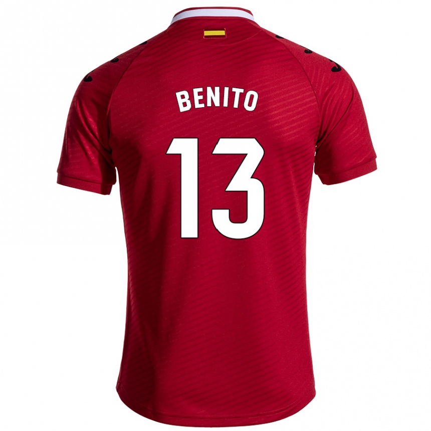 Kids Football Jorge Benito #13 Dark Red Away Jersey 2024/25 T-Shirt