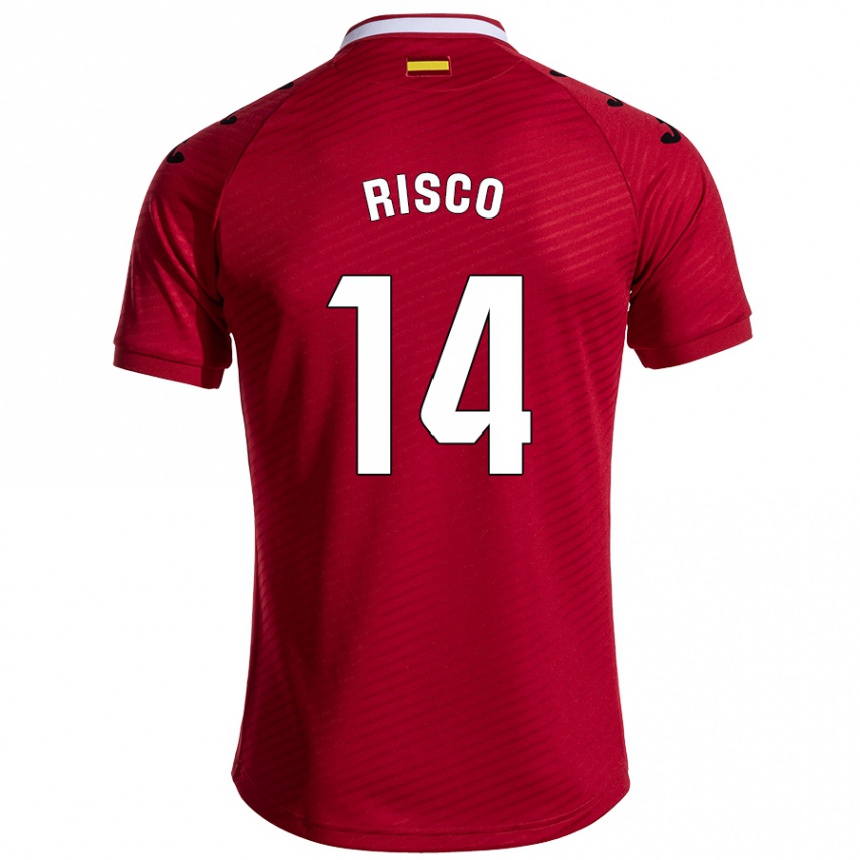 Kids Football Alberto Risco #14 Dark Red Away Jersey 2024/25 T-Shirt