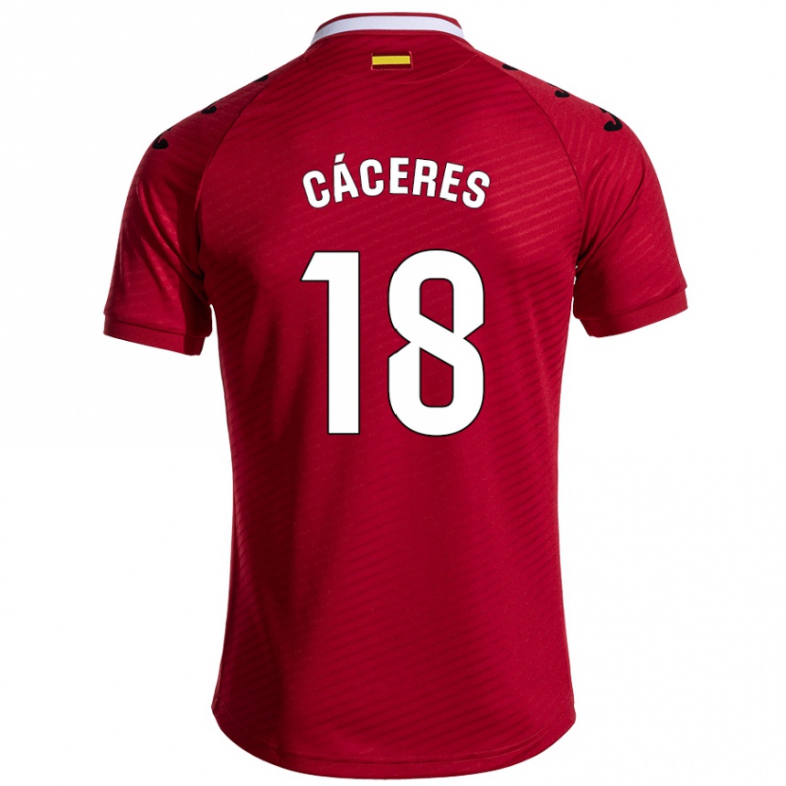 Kids Football Damián Cáceres #18 Dark Red Away Jersey 2024/25 T-Shirt