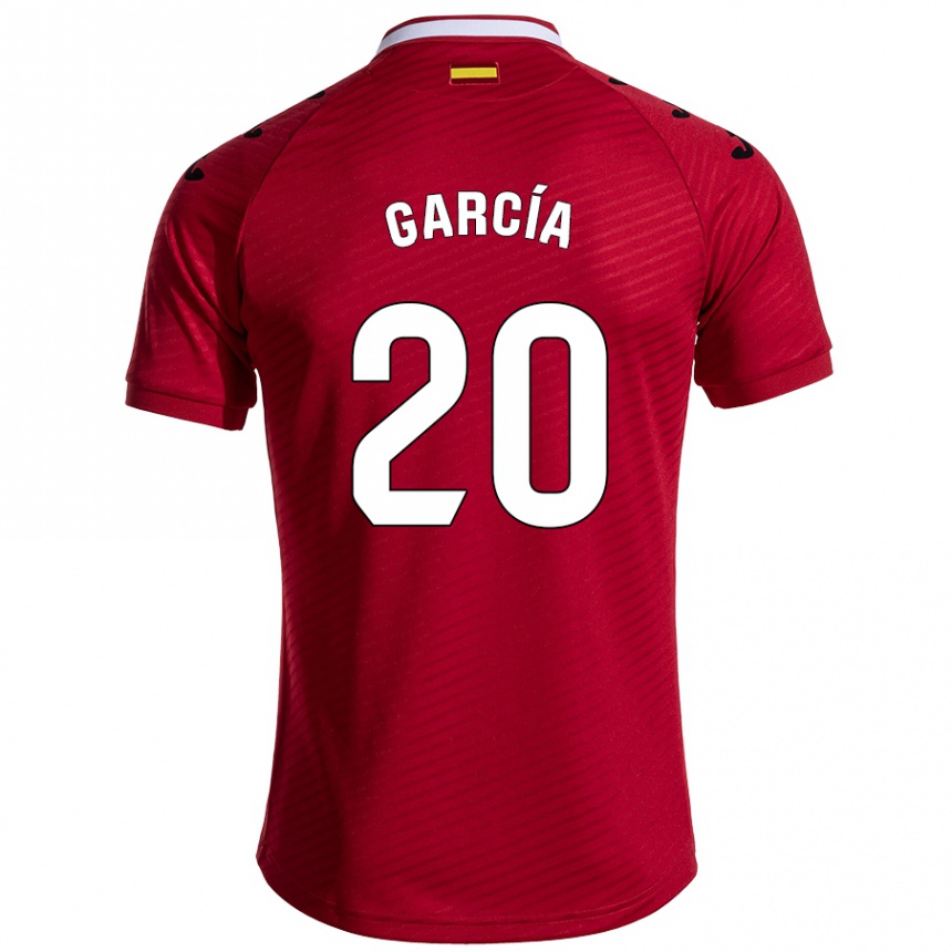 Kids Football Álex García #20 Dark Red Away Jersey 2024/25 T-Shirt