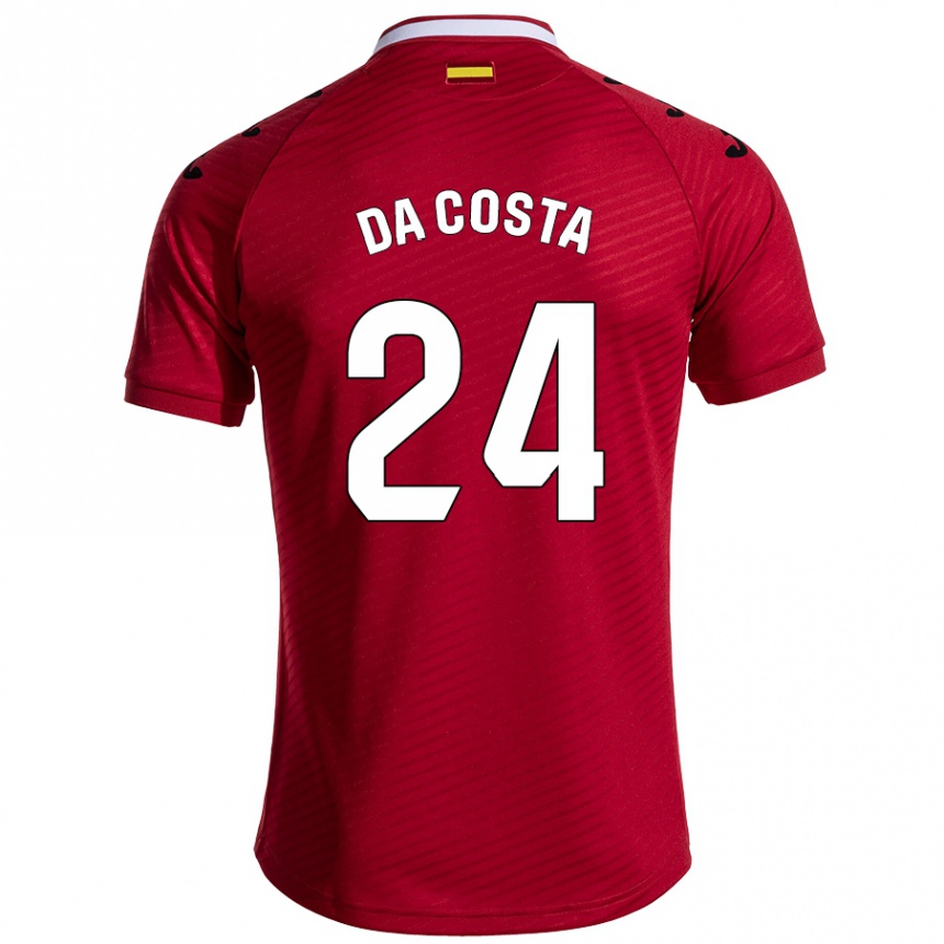 Kids Football Coba Da Costa #24 Dark Red Away Jersey 2024/25 T-Shirt