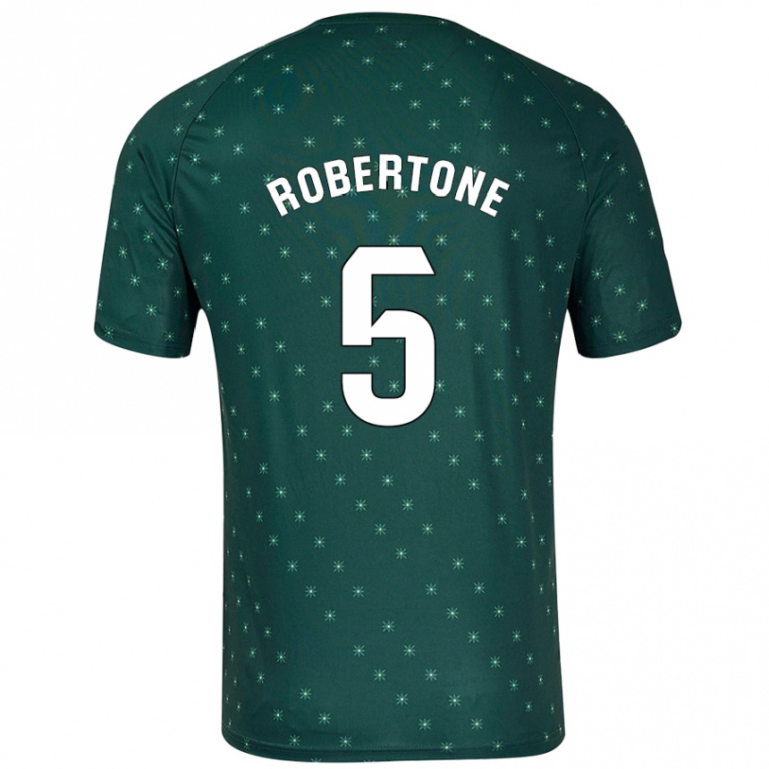 Kids Football Lucas Robertone #5 Dark Green Away Jersey 2024/25 T-Shirt