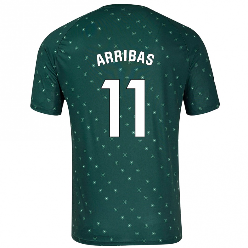 Kids Football Sergio Arribas #11 Dark Green Away Jersey 2024/25 T-Shirt