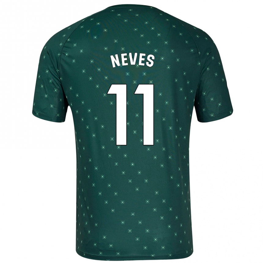 Kids Football Hugo Neves #11 Dark Green Away Jersey 2024/25 T-Shirt