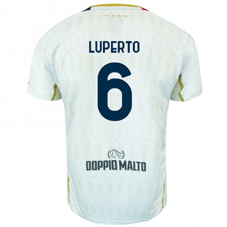 Kids Football Sebastiano Luperto #6 White Away Jersey 2024/25 T-Shirt