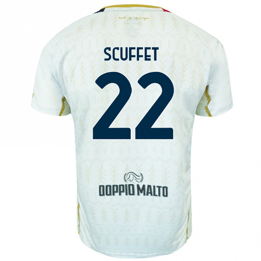 Kids Football Simone Scuffet #22 White Away Jersey 2024/25 T-Shirt