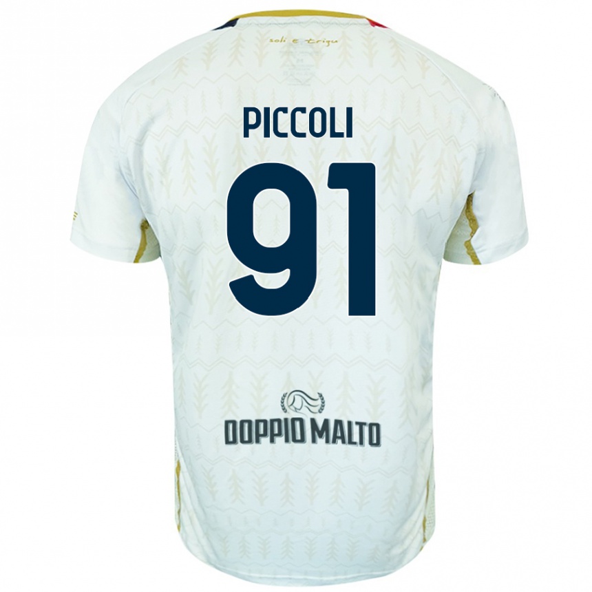 Kids Football Roberto Piccoli #91 White Away Jersey 2024/25 T-Shirt