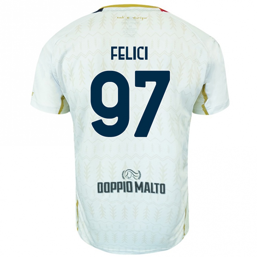 Kids Football Mattia Felici #97 White Away Jersey 2024/25 T-Shirt