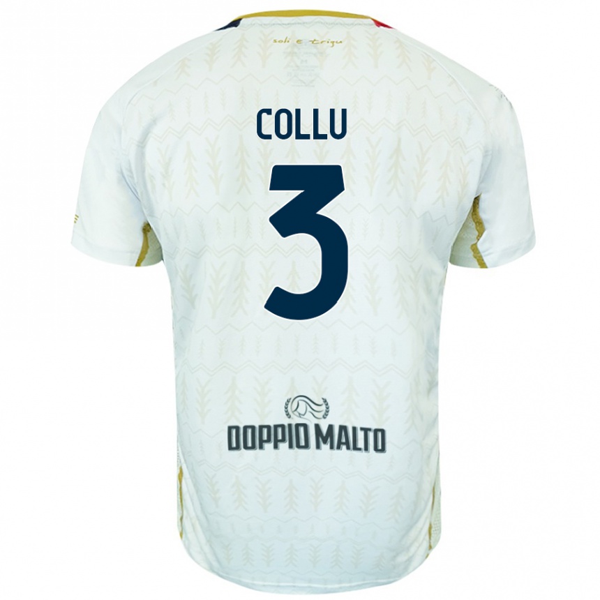 Kids Football Davide Collu #3 White Away Jersey 2024/25 T-Shirt