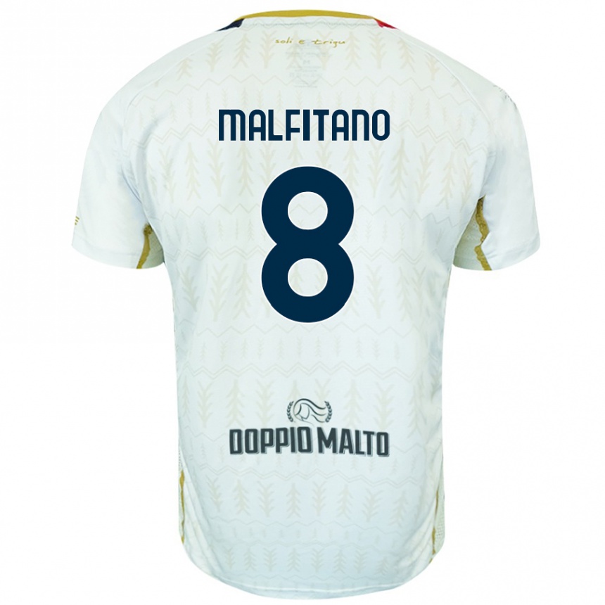 Kids Football Roberto Malfitano #8 White Away Jersey 2024/25 T-Shirt