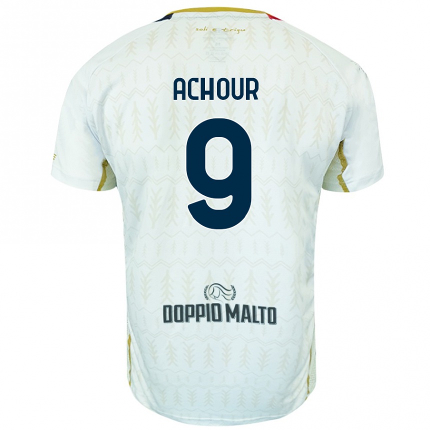 Kids Football Sofiane Achour #9 White Away Jersey 2024/25 T-Shirt