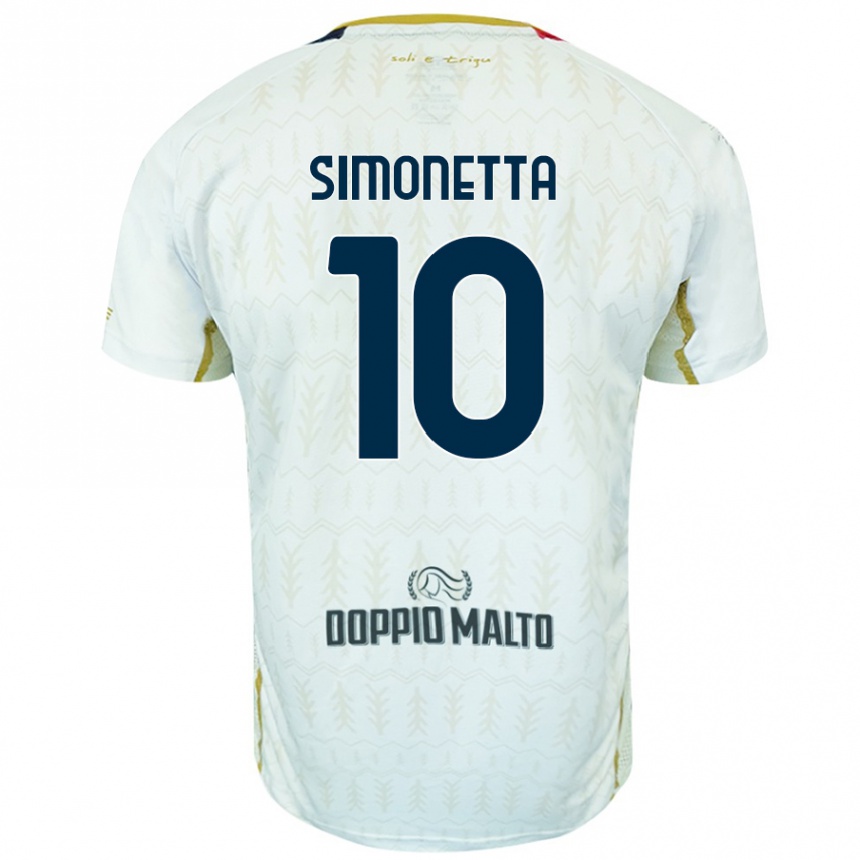 Kids Football Jacopo Simonetta #10 White Away Jersey 2024/25 T-Shirt