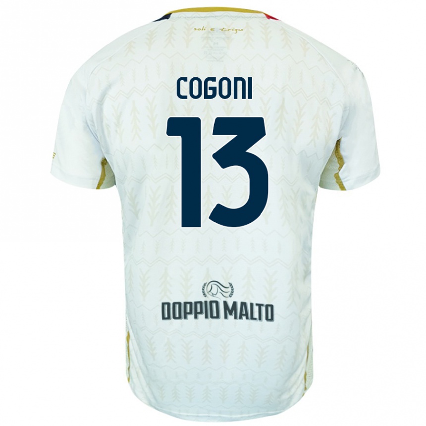 Kids Football Andrea Cogoni #13 White Away Jersey 2024/25 T-Shirt