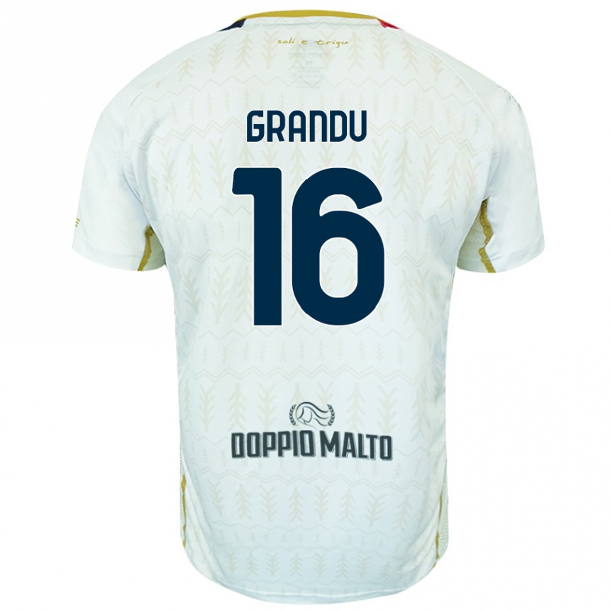 Kids Football Nicola Grandu #16 White Away Jersey 2024/25 T-Shirt