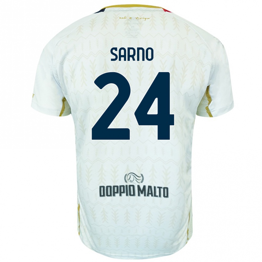 Kids Football Vincenzo Sarno #24 White Away Jersey 2024/25 T-Shirt