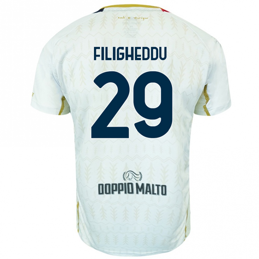 Kids Football Daniele Filigheddu #29 White Away Jersey 2024/25 T-Shirt