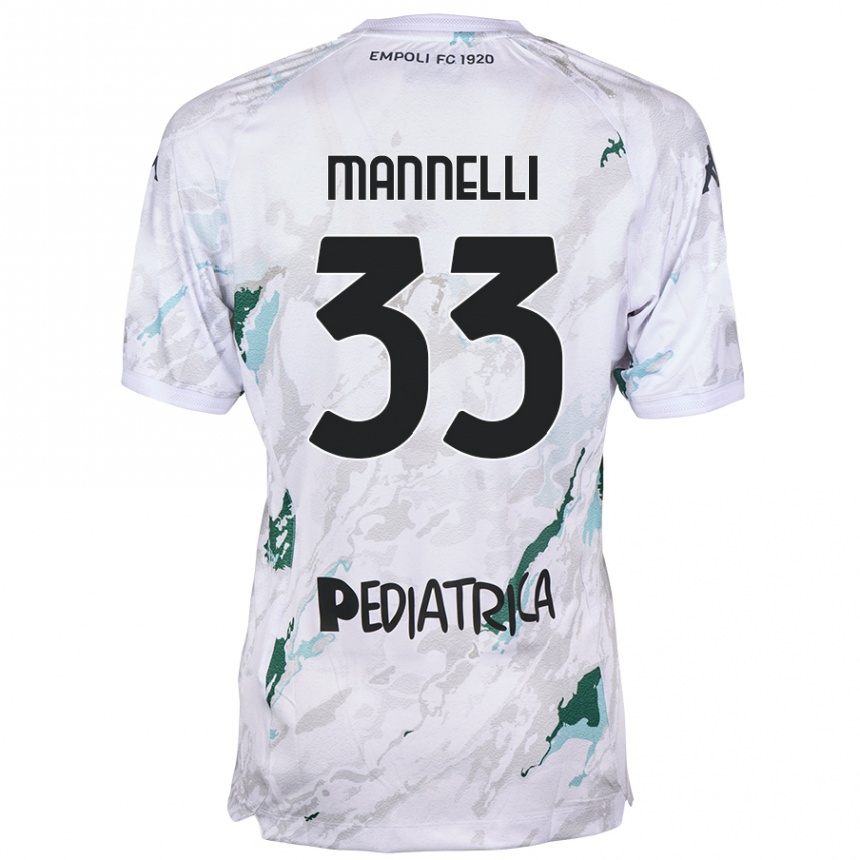 Kids Football Matteo Mannelli #33 Grey Away Jersey 2024/25 T-Shirt