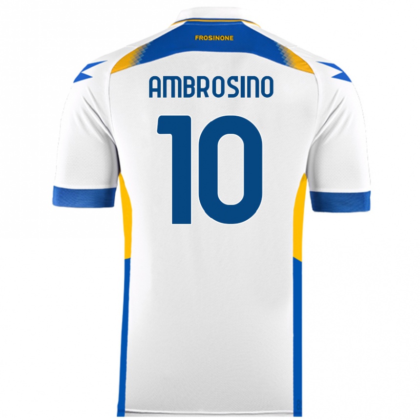 Kids Football Giuseppe Ambrosino #10 White Away Jersey 2024/25 T-Shirt