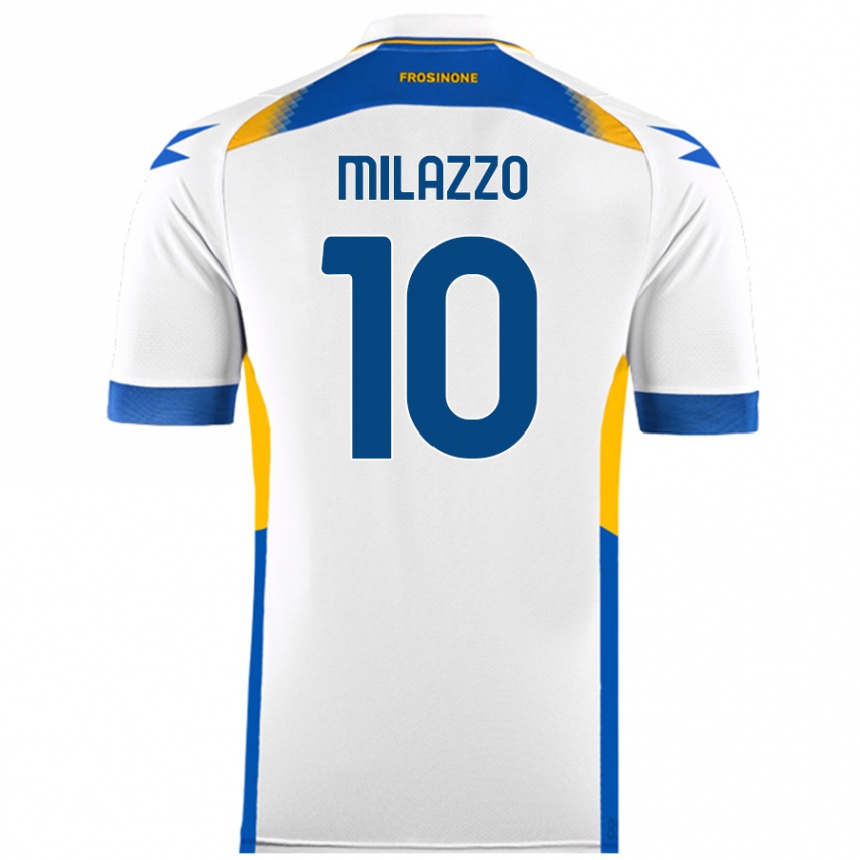 Kids Football Simone Milazzo #10 White Away Jersey 2024/25 T-Shirt