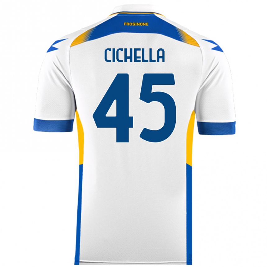 Kids Football Matteo Cichella #45 White Away Jersey 2024/25 T-Shirt