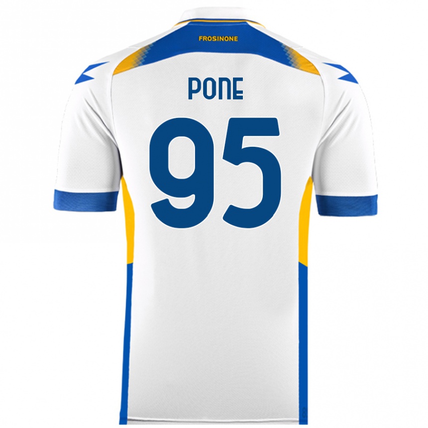 Kids Football Cristian Pone #95 White Away Jersey 2024/25 T-Shirt