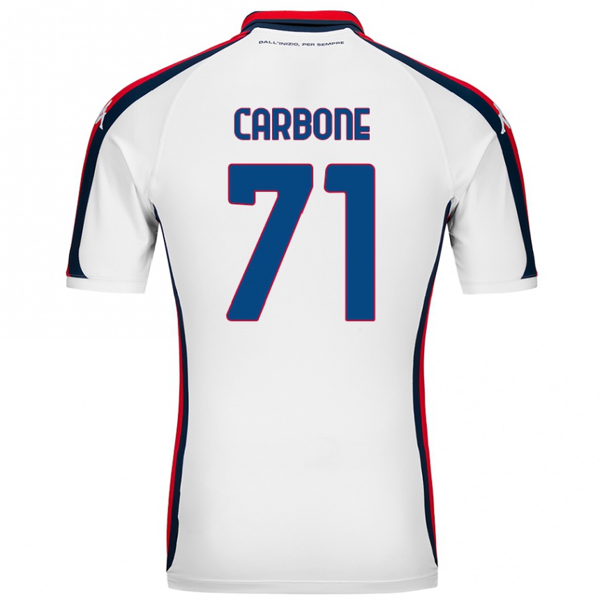 Kids Football Filippo Carbone #71 White Away Jersey 2024/25 T-Shirt