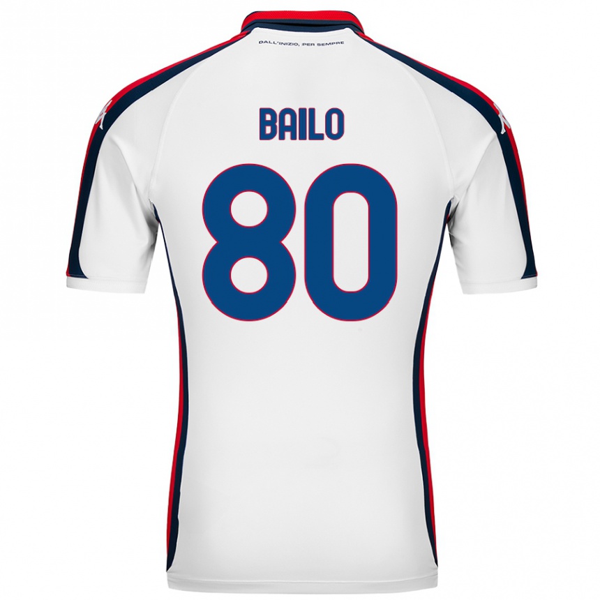 Kids Football Giorgio Bailo #80 White Away Jersey 2024/25 T-Shirt